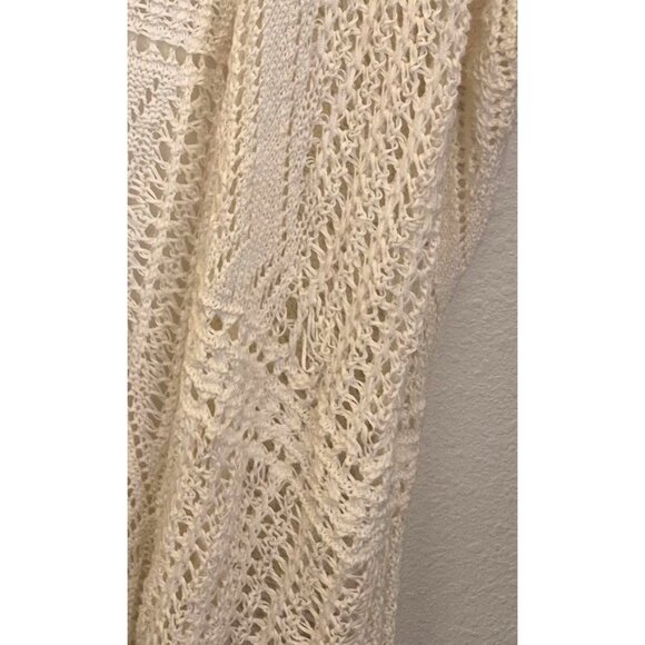 J. Jill White Crochet Cotton Knit Open Front  Over Size Cardigan Kimono Sz M/L - Picture 12 of 12